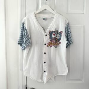 Vintage Freeze 1995 Double Sided Sylvester Baseball Button Shirt Glitter Large